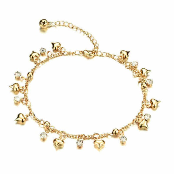 Heart Bell Pendant Anklet