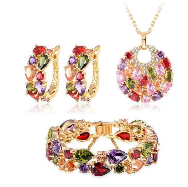 Multicolor Zircon Wedding Jewelry Set