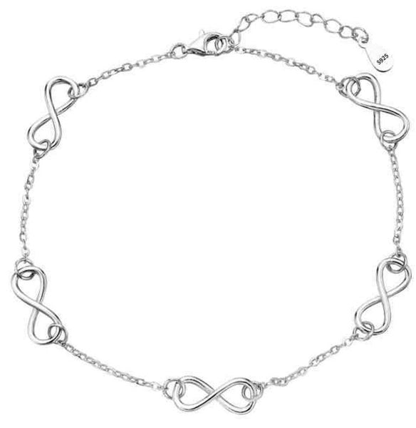 Silver Inifity Endless Love Anklet